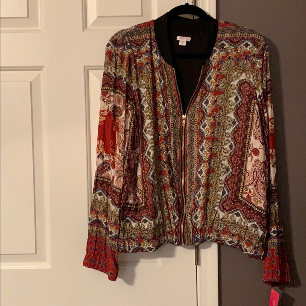 Zippered bomber style jacket